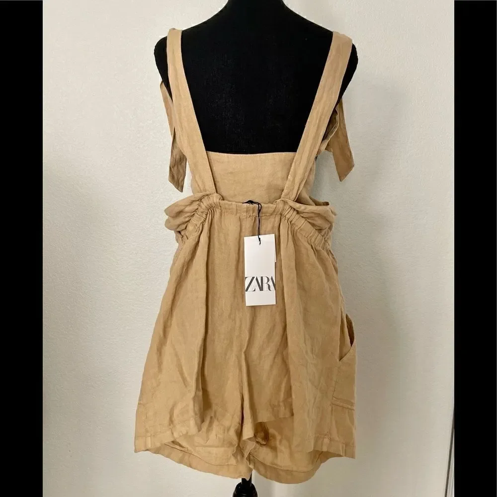 NWT Zara Linen Jumpsuit With Bow